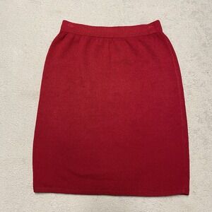 St. John Santana Knit Skirt 4 Red Stretch Waist Capsule Quiet Luxury Marie Gray